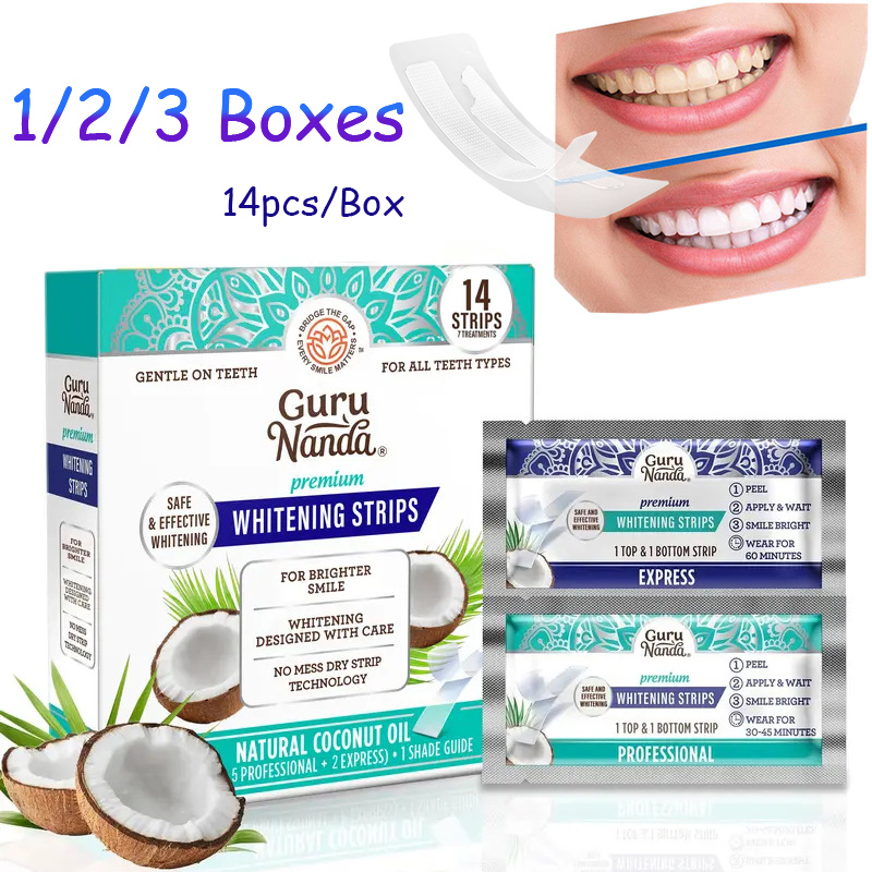Teeth Whitening With Coconut Oil - 14 pièces/boîte Bandes blanchissantes pour les