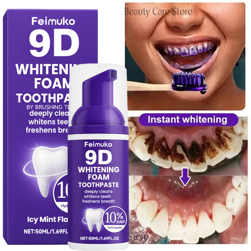 Teeth Whitening Yellow Teeth - Mousse dentifrice blanchissante 9D Purple –