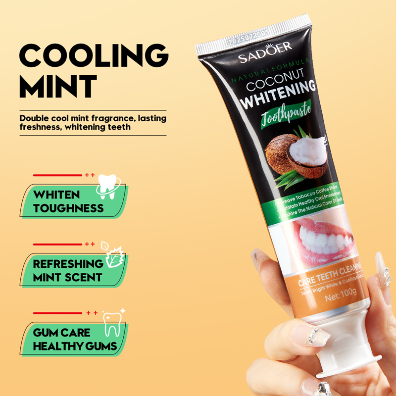 Teeth Whitening With Coconut Oil - SADOER dentifrice blanchissant les dents à