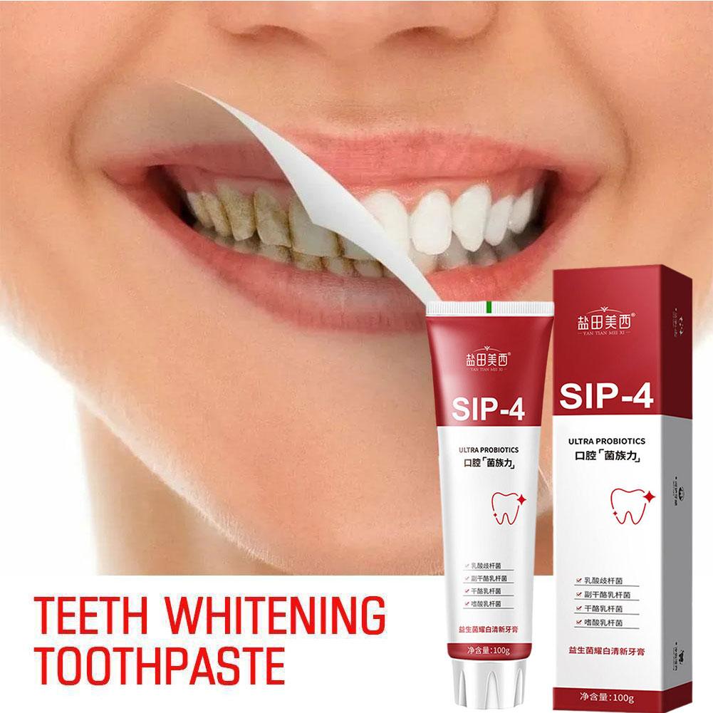 Teeth Whitening Yellow Teeth - Dentifrice blanchissant probiotique Sip-4 100g –