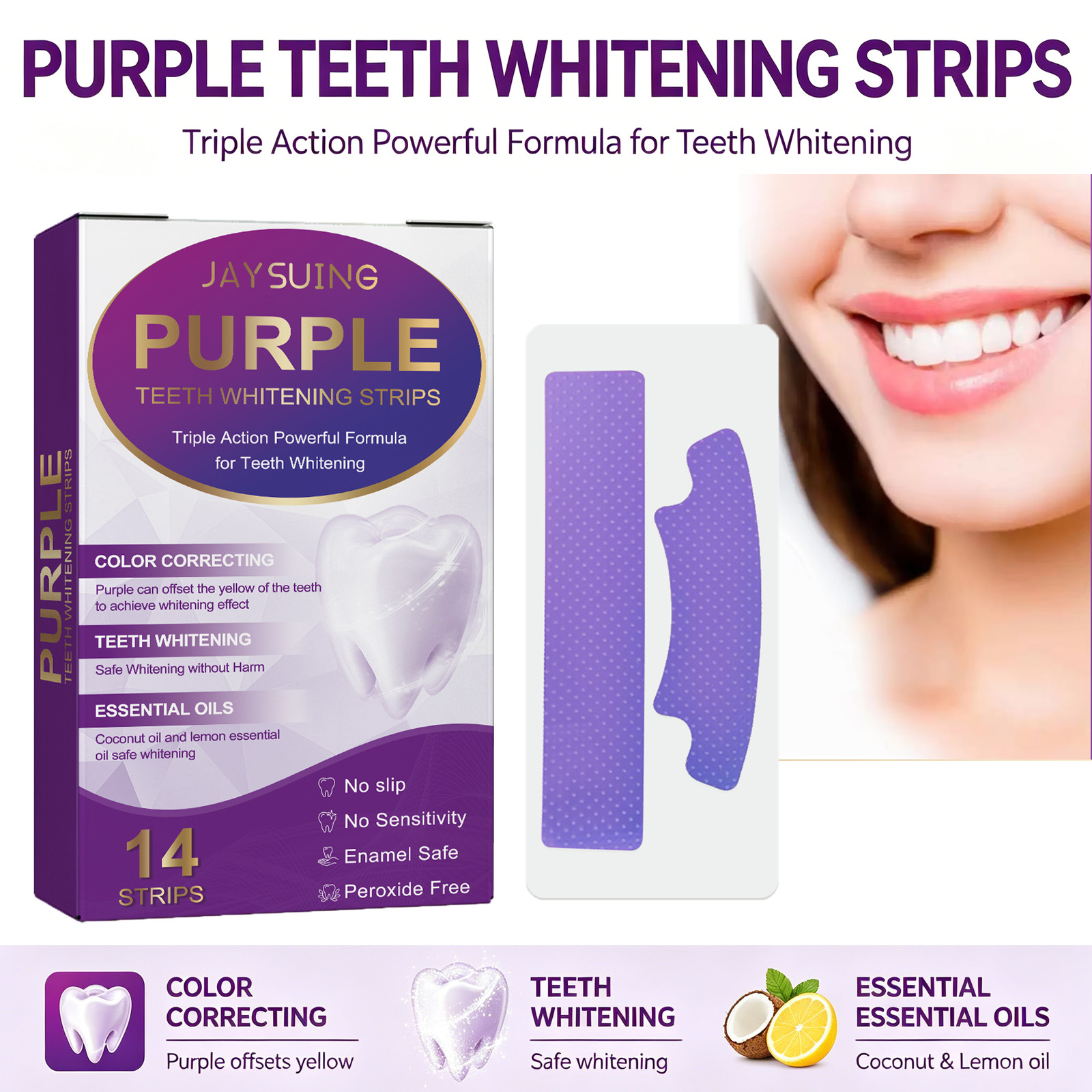 Bandes blanchissantes violette - Teeth Whitening With Coconut Oil avis et prix