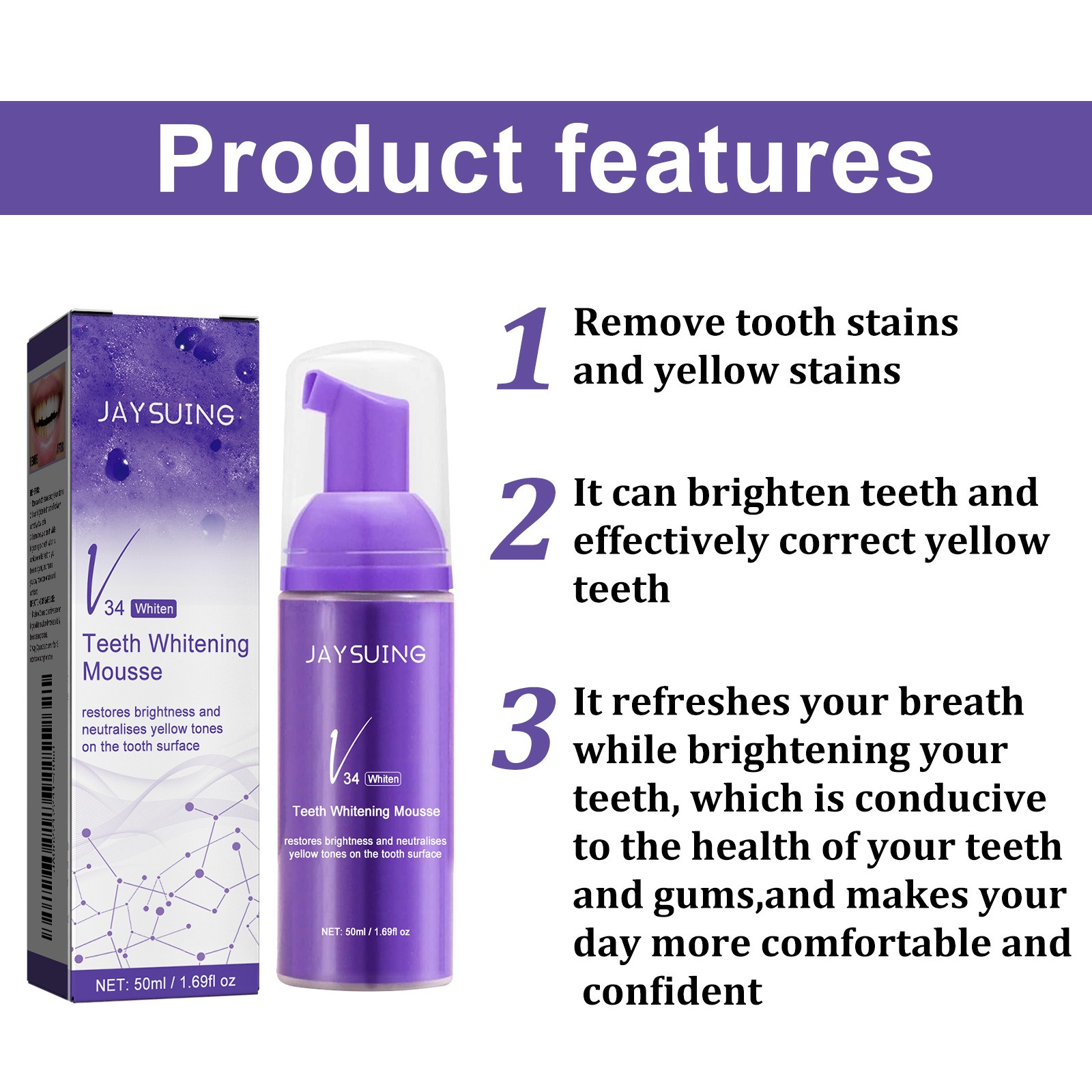 Dentifrice en Mousse V34 pour  - Teeth Whitening Yellow Teeth avis et prix